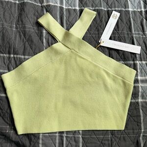 House of Harlow 1960 Luxe Essentials Pistachio Green Ribbed Crop Top NWT Sz M